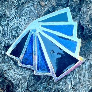 Geometric Blue and Black Brooch